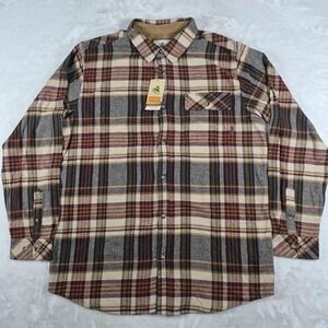 Legendary Whitetails Buck‎ Camp Flannel Shirt Men's XLT Tall Brown Plaid NWT